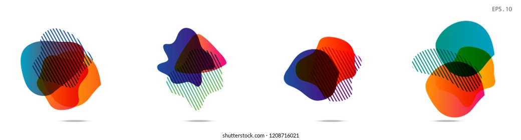 Set of abstract modern graphic elements. Dynamical colored forms and line. Gradient abstract banners with flowing liquid shapes. Template for the design of a logo,flyer or presentation. Vector.