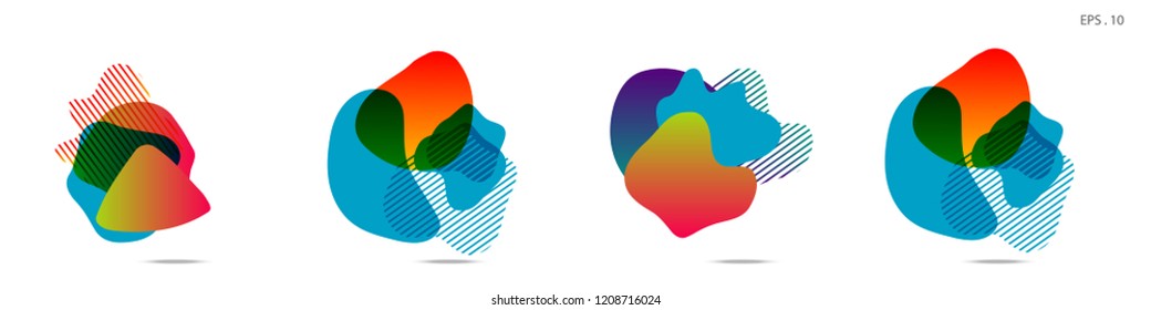Set of abstract modern graphic elements. Dynamical colored forms and line. Gradient abstract banners with flowing liquid shapes. Template for the design of a logo,flyer or presentation. Vector.