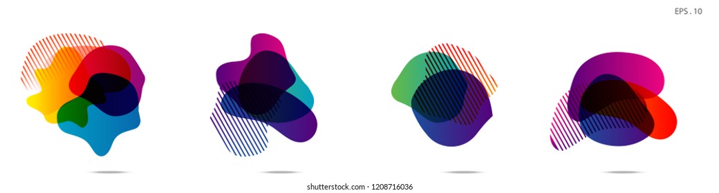 Set of abstract modern graphic elements. Dynamical colored forms and line. Gradient abstract banners with flowing liquid shapes. Template for the design of a logo,flyer or presentation. Vector.