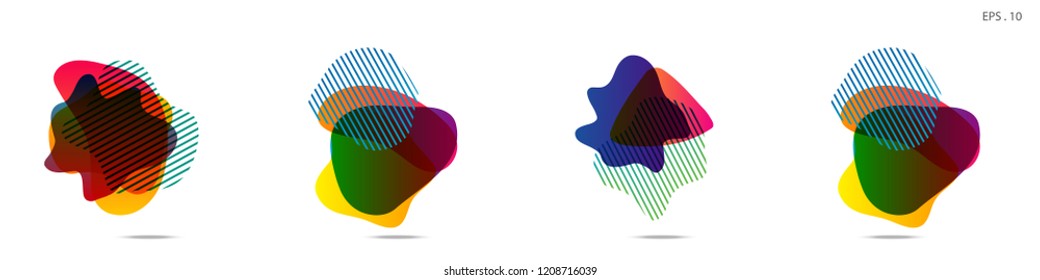 Set of abstract modern graphic elements. Dynamical colored forms and line. Gradient abstract banners with flowing liquid shapes. Template for the design of a logo,flyer or presentation. Vector.