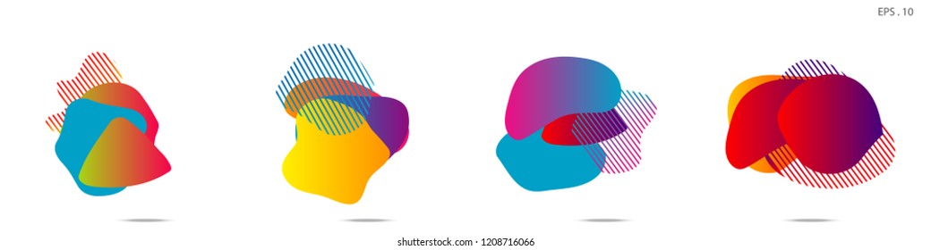 Set of abstract modern graphic elements. Dynamical colored forms and line. Gradient abstract banners with flowing liquid shapes. Template for the design of a logo,flyer or presentation. Vector.