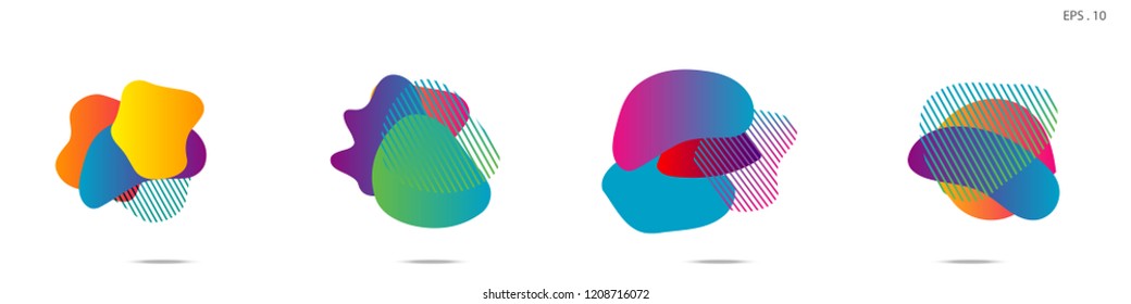 Set of abstract modern graphic elements. Dynamical colored forms and line. Gradient abstract banners with flowing liquid shapes. Template for the design of a logo,flyer or presentation. Vector.