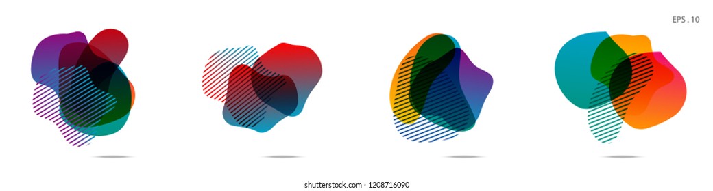 Set of abstract modern graphic elements. Dynamical colored forms and line. Gradient abstract banners with flowing liquid shapes. Template for the design of a logo,flyer or presentation. Vector.