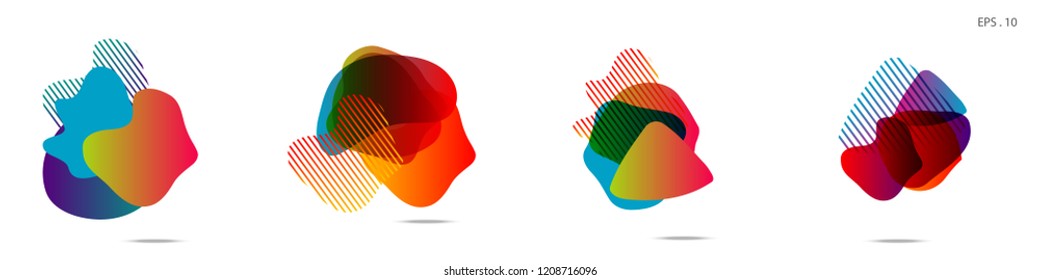 Set of abstract modern graphic elements. Dynamical colored forms and line. Gradient abstract banners with flowing liquid shapes. Template for the design of a logo,flyer or presentation. Vector.