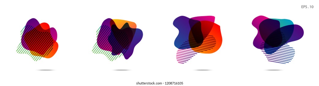 Set of abstract modern graphic elements. Dynamical colored forms and line. Gradient abstract banners with flowing liquid shapes. Template for the design of a logo,flyer or presentation. Vector.