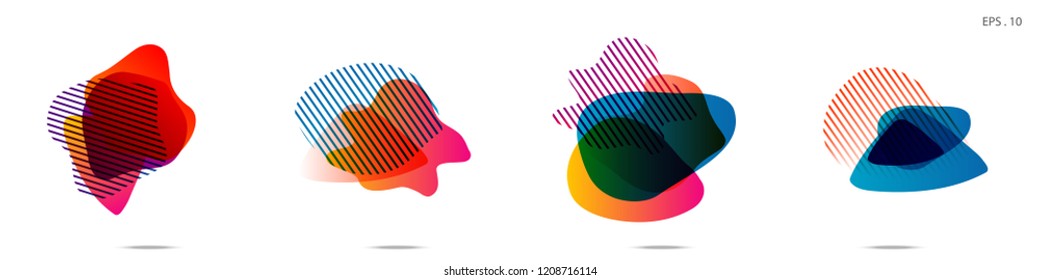 Set of abstract modern graphic elements. Dynamical colored forms and line. Gradient abstract banners with flowing liquid shapes. Template for the design of a logo,flyer or presentation. Vector.