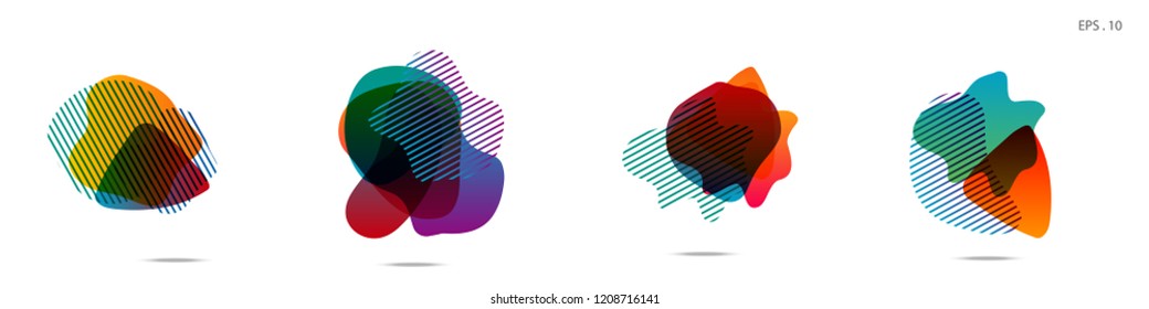 Set of abstract modern graphic elements. Dynamical colored forms and line. Gradient abstract banners with flowing liquid shapes. Template for the design of a logo,flyer or presentation. Vector.