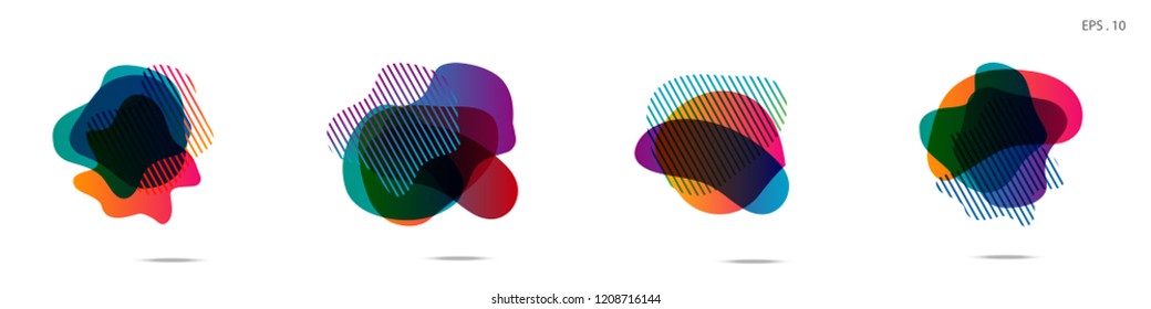 Set of abstract modern graphic elements. Dynamical colored forms and line. Gradient abstract banners with flowing liquid shapes. Template for the design of a logo,flyer or presentation. Vector.