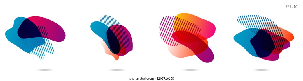 Set of abstract modern graphic elements. Dynamical colored forms and line. Gradient abstract banners with flowing liquid shapes. Template for the design of a logo,flyer or presentation. Vector.