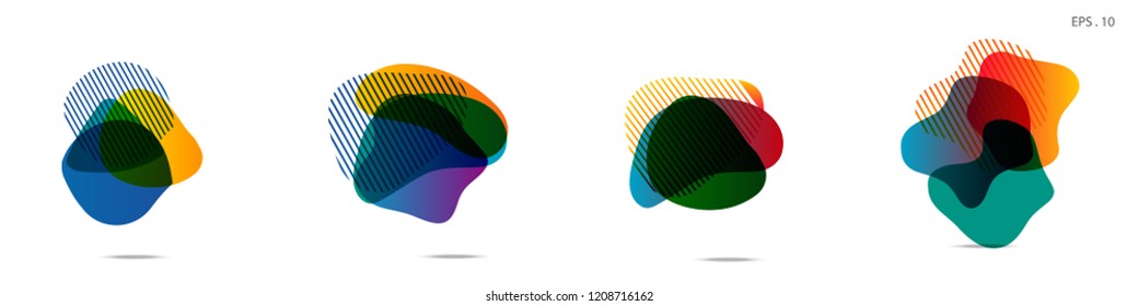 Set of abstract modern graphic elements. Dynamical colored forms and line. Gradient abstract banners with flowing liquid shapes. Template for the design of a logo,flyer or presentation. Vector.