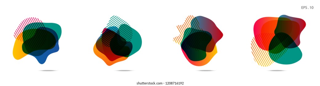 Set of abstract modern graphic elements. Dynamical colored forms and line. Gradient abstract banners with flowing liquid shapes. Template for the design of a logo,flyer or presentation. Vector.