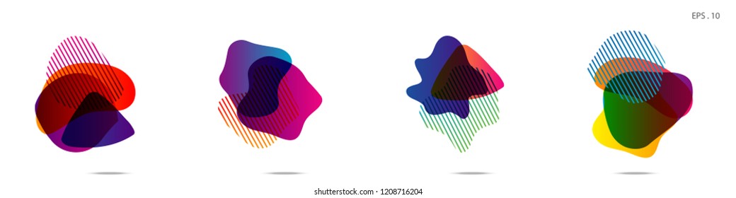 Set of abstract modern graphic elements. Dynamical colored forms and line. Gradient abstract banners with flowing liquid shapes. Template for the design of a logo,flyer or presentation. Vector.