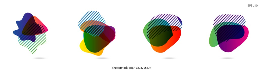 Set of abstract modern graphic elements. Dynamical colored forms and line. Gradient abstract banners with flowing liquid shapes. Template for the design of a logo,flyer or presentation. Vector.