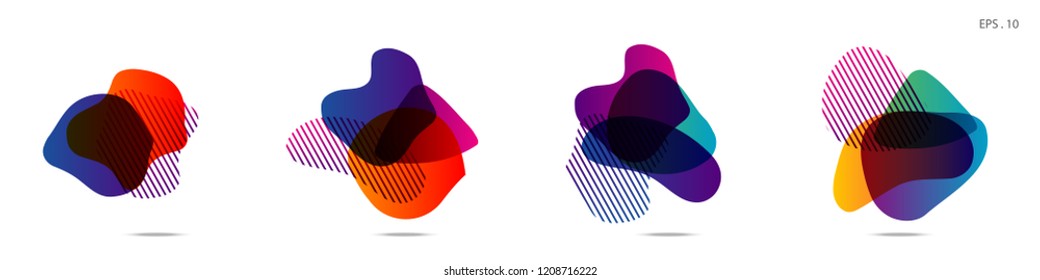 Set of abstract modern graphic elements. Dynamical colored forms and line. Gradient abstract banners with flowing liquid shapes. Template for the design of a logo,flyer or presentation. Vector.