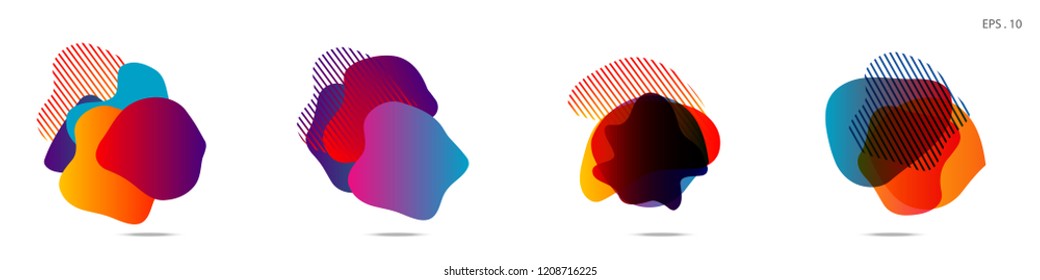 Set of abstract modern graphic elements. Dynamical colored forms and line. Gradient abstract banners with flowing liquid shapes. Template for the design of a logo,flyer or presentation. Vector.
