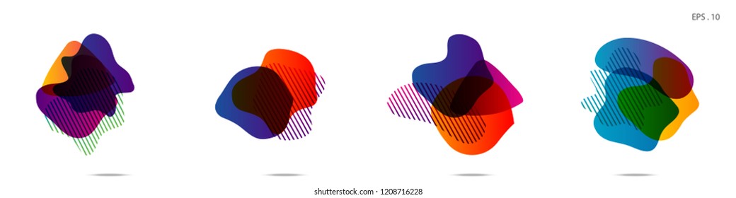 Set of abstract modern graphic elements. Dynamical colored forms and line. Gradient abstract banners with flowing liquid shapes. Template for the design of a logo,flyer or presentation. Vector.