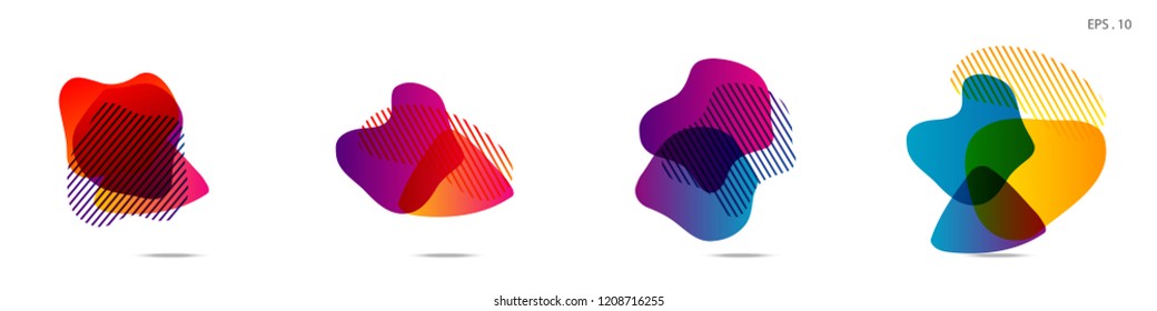 Set of abstract modern graphic elements. Dynamical colored forms and line. Gradient abstract banners with flowing liquid shapes. Template for the design of a logo,flyer or presentation. Vector.