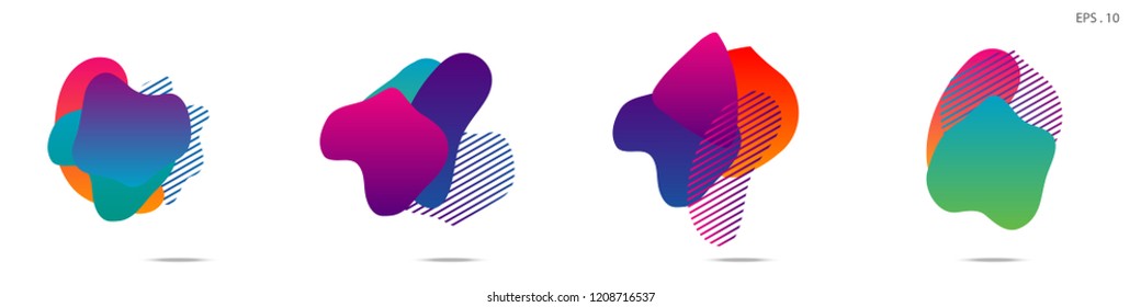 Set of abstract modern graphic elements. Dynamical colored forms and line. Gradient abstract banners with flowing liquid shapes. Template for the design of a logo,flyer or presentation. Vector.