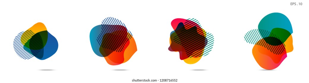 Set of abstract modern graphic elements. Dynamical colored forms and line. Gradient abstract banners with flowing liquid shapes. Template for the design of a logo,flyer or presentation. Vector.