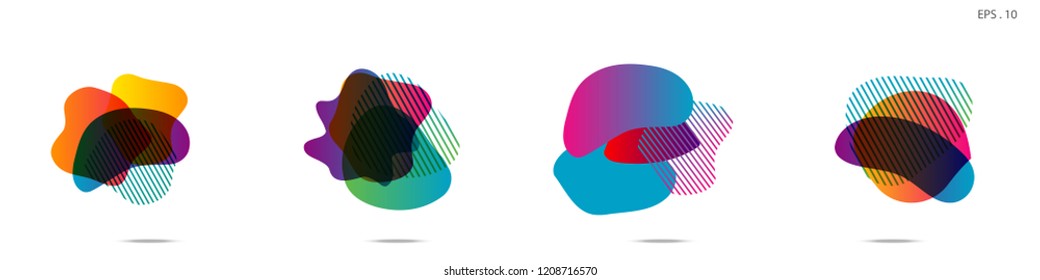 Set of abstract modern graphic elements. Dynamical colored forms and line. Gradient abstract banners with flowing liquid shapes. Template for the design of a logo,flyer or presentation. Vector.