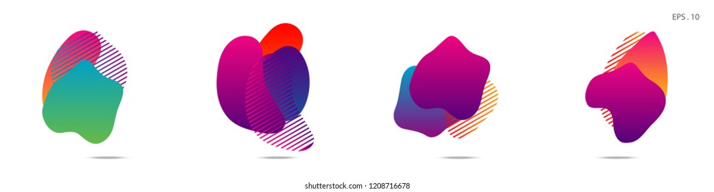 Set of abstract modern graphic elements. Dynamical colored forms and line. Gradient abstract banners with flowing liquid shapes. Template for the design of a logo,flyer or presentation. Vector.