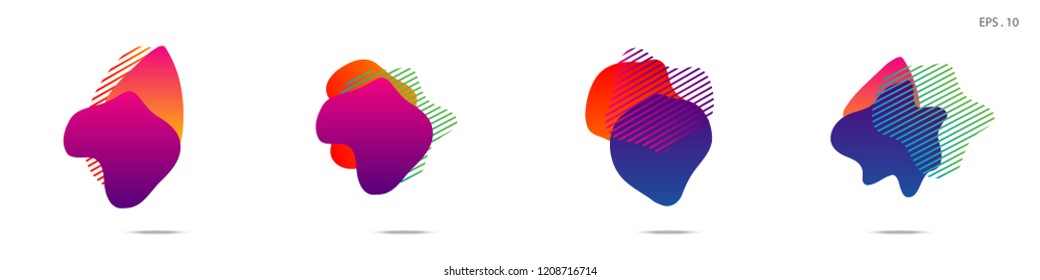 Set of abstract modern graphic elements. Dynamical colored forms and line. Gradient abstract banners with flowing liquid shapes. Template for the design of a logo,flyer or presentation. Vector.