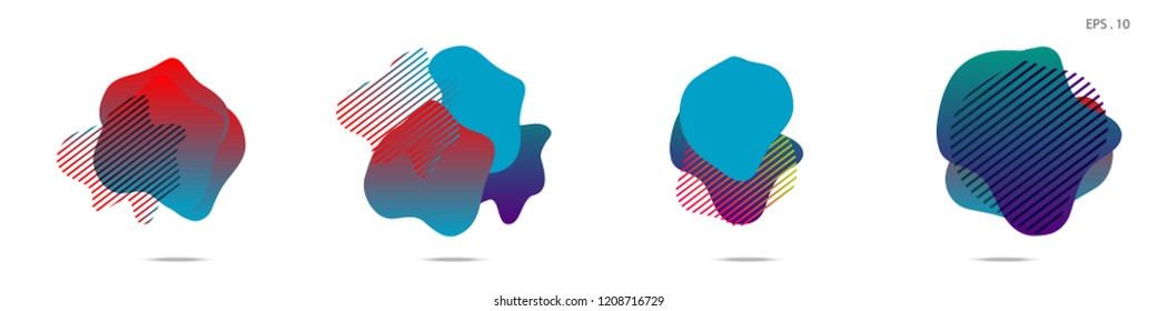 Set of abstract modern graphic elements. Dynamical colored forms and line. Gradient abstract banners with flowing liquid shapes. Template for the design of a logo,flyer or presentation. Vector.