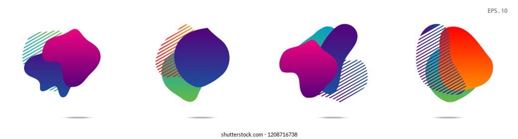 Set of abstract modern graphic elements. Dynamical colored forms and line. Gradient abstract banners with flowing liquid shapes. Template for the design of a logo,flyer or presentation. Vector.