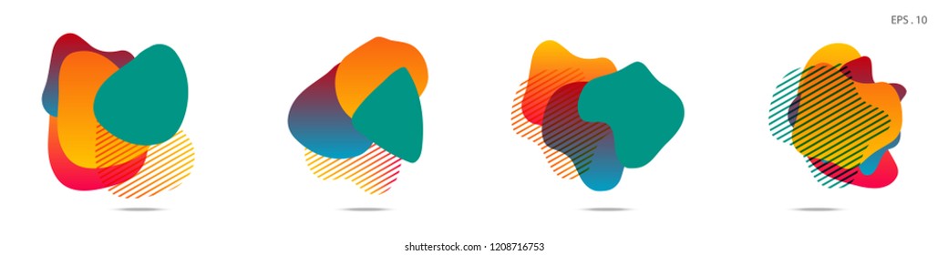 Set of abstract modern graphic elements. Dynamical colored forms and line. Gradient abstract banners with flowing liquid shapes. Template for the design of a logo,flyer or presentation. Vector.
