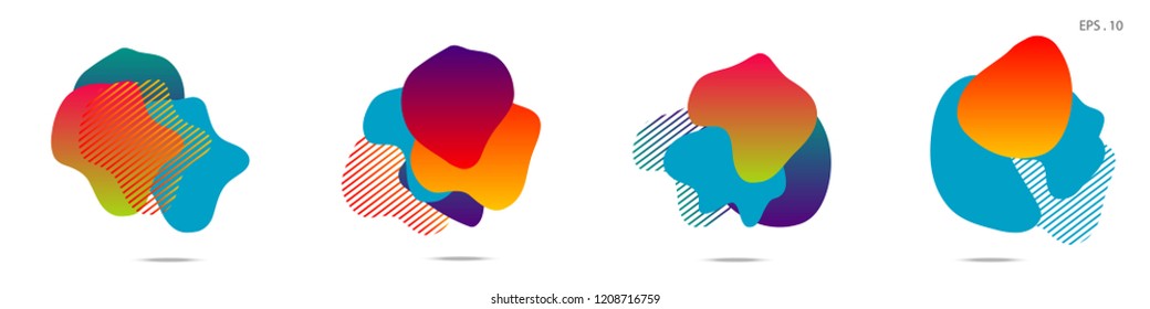 Set of abstract modern graphic elements. Dynamical colored forms and line. Gradient abstract banners with flowing liquid shapes. Template for the design of a logo,flyer or presentation. Vector.