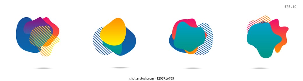 Set of abstract modern graphic elements. Dynamical colored forms and line. Gradient abstract banners with flowing liquid shapes. Template for the design of a logo,flyer or presentation. Vector.