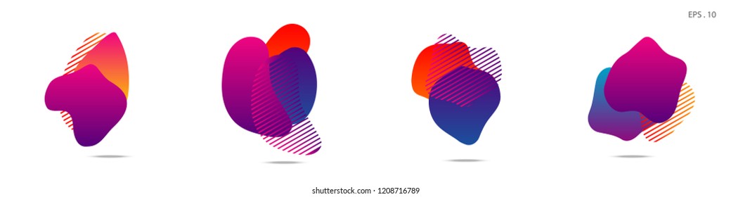 Set of abstract modern graphic elements. Dynamical colored forms and line. Gradient abstract banners with flowing liquid shapes. Template for the design of a logo,flyer or presentation. Vector.