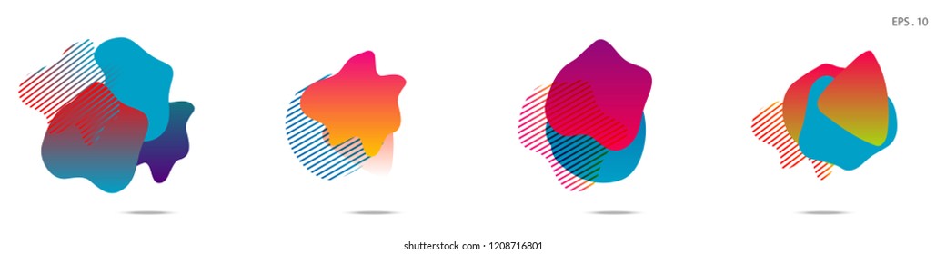 Set of abstract modern graphic elements. Dynamical colored forms and line. Gradient abstract banners with flowing liquid shapes. Template for the design of a logo,flyer or presentation. Vector.
