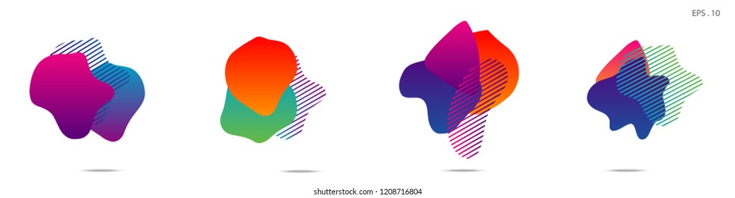 Set of abstract modern graphic elements. Dynamical colored forms and line. Gradient abstract banners with flowing liquid shapes. Template for the design of a logo,flyer or presentation. Vector.