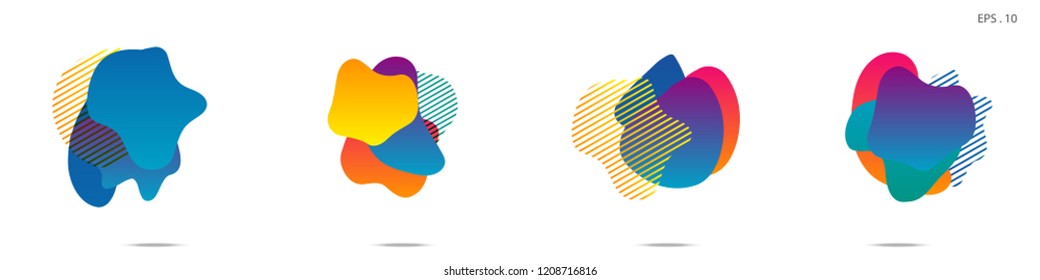 Set of abstract modern graphic elements. Dynamical colored forms and line. Gradient abstract banners with flowing liquid shapes. Template for the design of a logo,flyer or presentation. Vector.