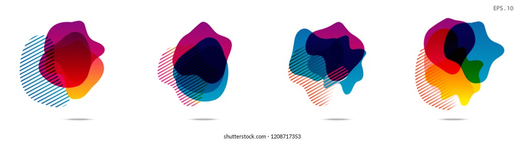 Set of abstract modern graphic elements. Dynamical colored forms and line. Gradient abstract banners with flowing liquid shapes. Template for the design of a logo,flyer or presentation. Vector.