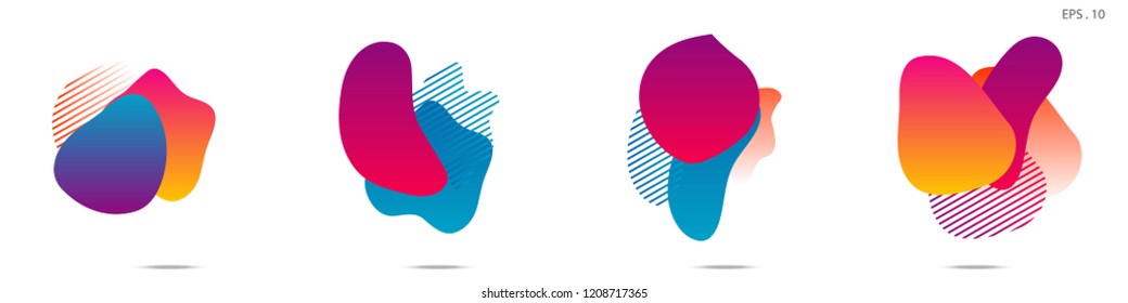 Set of abstract modern graphic elements. Dynamical colored forms and line. Gradient abstract banners with flowing liquid shapes. Template for the design of a logo,flyer or presentation. Vector.
