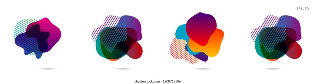Set of abstract modern graphic elements. Dynamical colored forms and line. Gradient abstract banners with flowing liquid shapes. Template for the design of a logo,flyer or presentation. Vector.