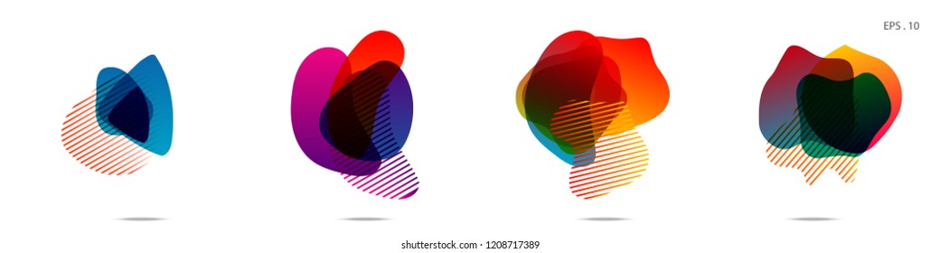 Set of abstract modern graphic elements. Dynamical colored forms and line. Gradient abstract banners with flowing liquid shapes. Template for the design of a logo,flyer or presentation. Vector.