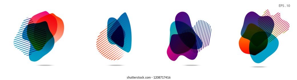 Set of abstract modern graphic elements. Dynamical colored forms and line. Gradient abstract banners with flowing liquid shapes. Template for the design of a logo,flyer or presentation. Vector.