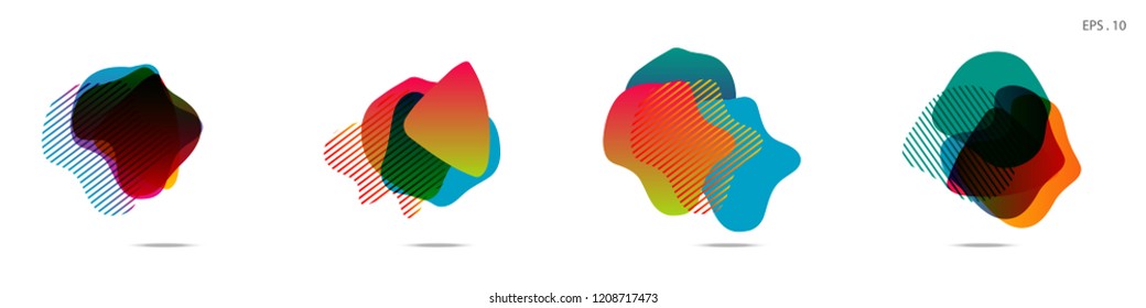 Set of abstract modern graphic elements. Dynamical colored forms and line. Gradient abstract banners with flowing liquid shapes. Template for the design of a logo,flyer or presentation. Vector.
