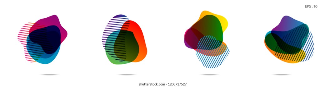 Set of abstract modern graphic elements. Dynamical colored forms and line. Gradient abstract banners with flowing liquid shapes. Template for the design of a logo,flyer or presentation. Vector.