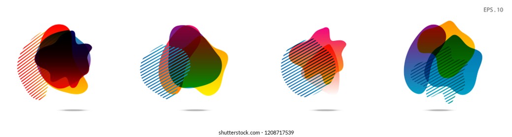 Set of abstract modern graphic elements. Dynamical colored forms and line. Gradient abstract banners with flowing liquid shapes. Template for the design of a logo,flyer or presentation. Vector.