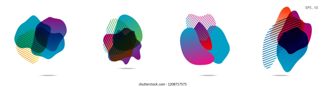 Set of abstract modern graphic elements. Dynamical colored forms and line. Gradient abstract banners with flowing liquid shapes. Template for the design of a logo,flyer or presentation. Vector.