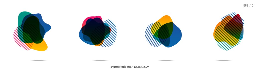 Set of abstract modern graphic elements. Dynamical colored forms and line. Gradient abstract banners with flowing liquid shapes. Template for the design of a logo,flyer or presentation. Vector.
