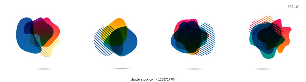 Set of abstract modern graphic elements. Dynamical colored forms and line. Gradient abstract banners with flowing liquid shapes. Template for the design of a logo,flyer or presentation. Vector.