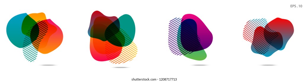 Set of abstract modern graphic elements. Dynamical colored forms and line. Gradient abstract banners with flowing liquid shapes. Template for the design of a logo,flyer or presentation. Vector.