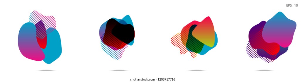 Set of abstract modern graphic elements. Dynamical colored forms and line. Gradient abstract banners with flowing liquid shapes. Template for the design of a logo,flyer or presentation. Vector.