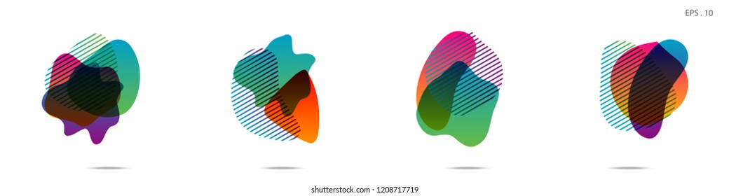 Set of abstract modern graphic elements. Dynamical colored forms and line. Gradient abstract banners with flowing liquid shapes. Template for the design of a logo,flyer or presentation. Vector.