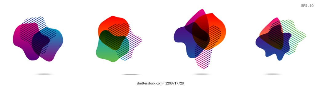 Set of abstract modern graphic elements. Dynamical colored forms and line. Gradient abstract banners with flowing liquid shapes. Template for the design of a logo,flyer or presentation. Vector.